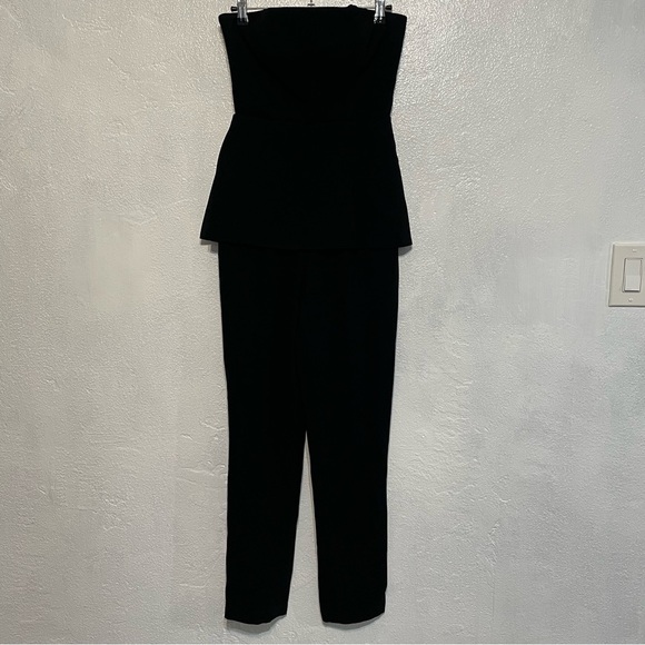 BCBGMaxazria Simone Strapless Bodice Peplum Jumpsuit Pant Romper - Picture 2 of 8